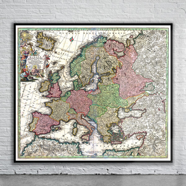 Vintage Map of Europe 1730 Antique Map