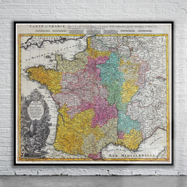 Vintage Map of France 1741 Antique Map