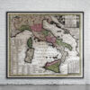 Vintage Map of Italy 1750 Antique Map