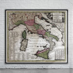 Vintage Map of Italy 1750 Antique Map