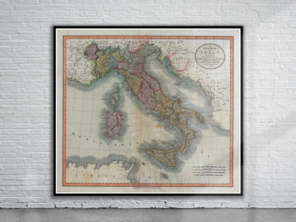 Vintage Map of Italy 1799 Antique Map