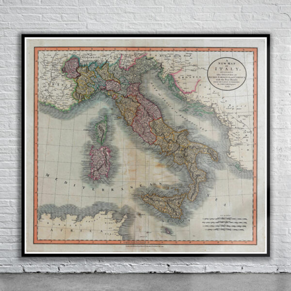 Vintage Map of Italy 1799 Antique Map