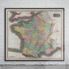 Vintage Map of France 1814 Antique Map