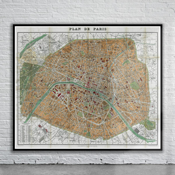 Vintage Map of Paris 1892 Antique Map