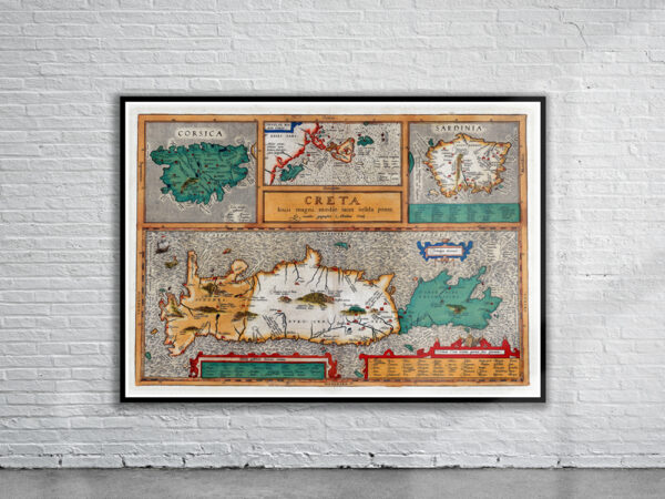 Vintage Map of Crete 1595 Antique Map