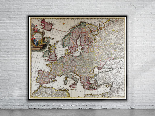 Vintage Map of Europe 1700 Antique Map