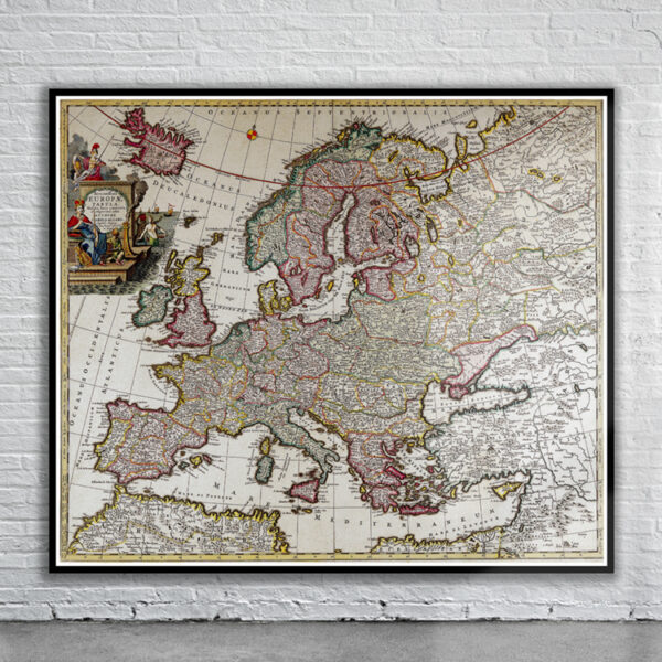 Vintage Map of Europe 1700 Antique Map