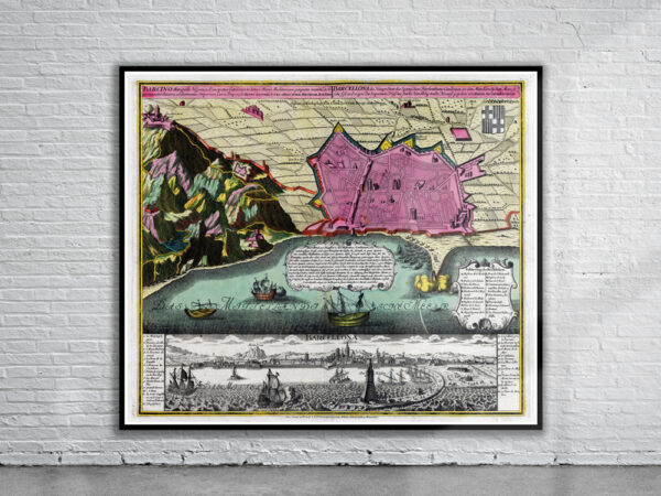 Vintage Map of Barcelona Antique Map