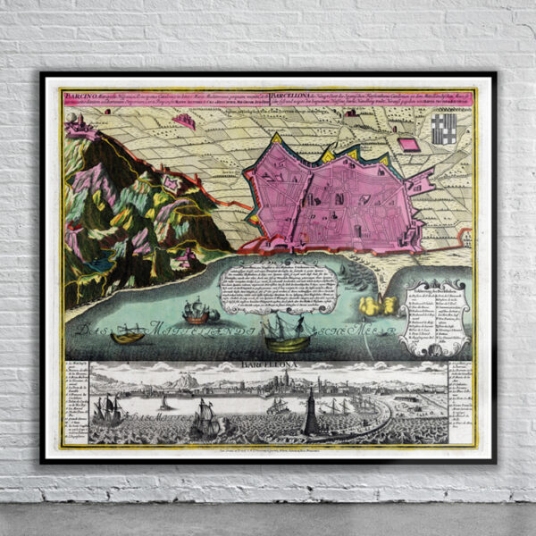 Vintage Map of Barcelona Antique Map