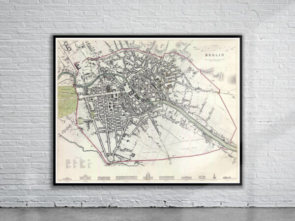 Vintage Map of Berlin 1833 Antique Map