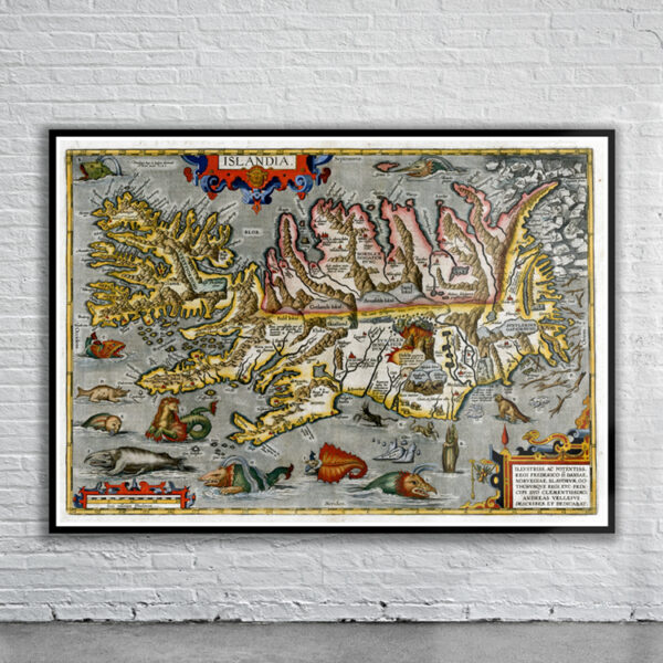 Vintage Map of Iceland 1608 Antique Map