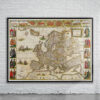 Vintage Map of Europe 1650 Antique Map