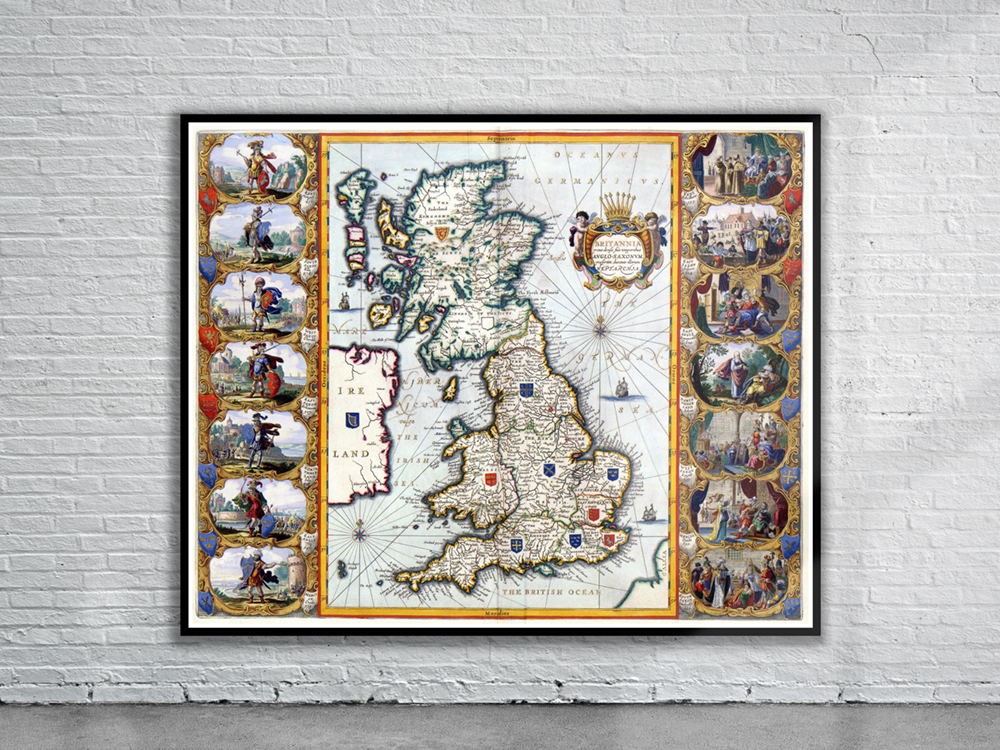 Vintage Map of Great Britain 1645