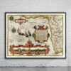 Vintage Map of Africa 1596 Antique Map