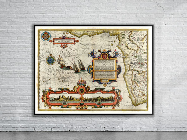 Vintage Map of Africa 1596 Antique Map