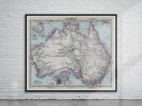 Vintage Map of Australia 1891 Antique Map