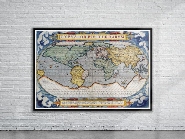 Vintage Ortelius World Map 1570 Antique Map