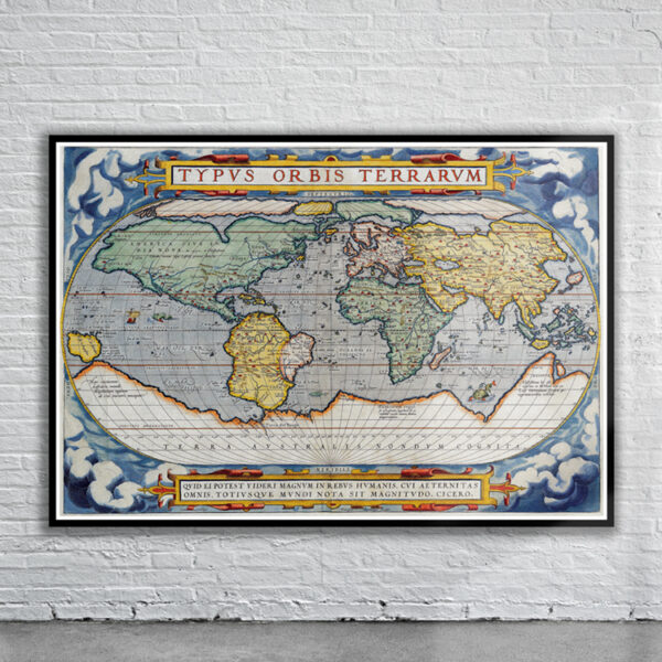 Vintage Ortelius World Map 1570 Antique Map