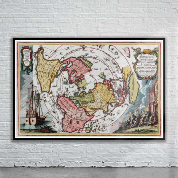 Vintage Map of Magellan's Voyage 1700 Antique Map