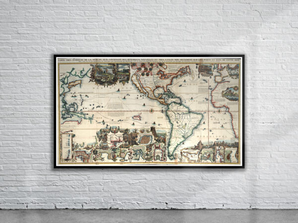 Vintage Chatelain World Map 1719 Antique Map