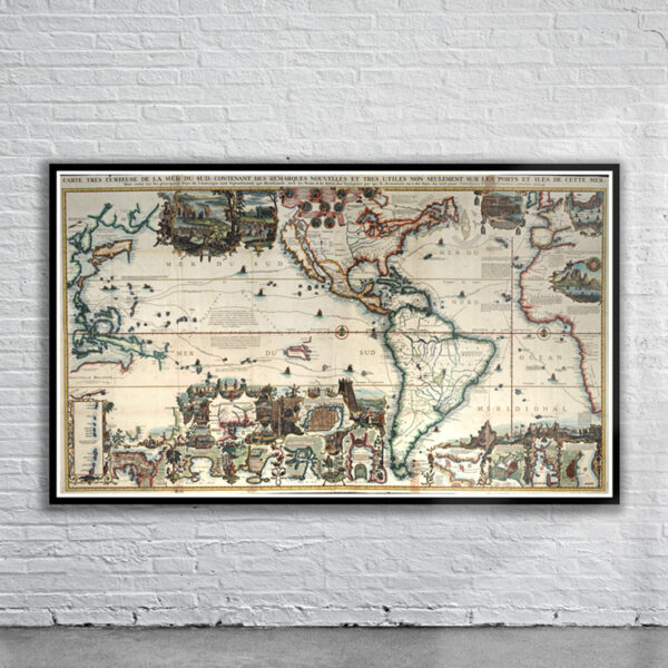 Vintage Chatelain World Map 1719 Antique Map
