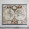 Vintage Senex World Map 1721 Antique Map