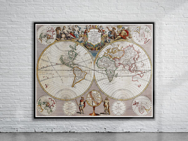 Vintage Senex World Map 1721 Antique Map