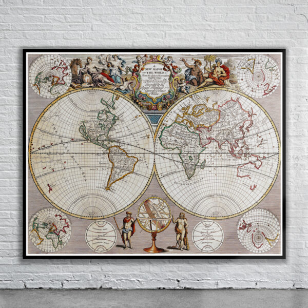 Vintage Senex World Map 1721 Antique Map