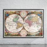 Vintage Stoopendaal World Map 1730 Antique Map