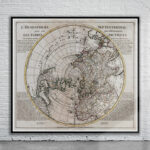 Vintage Map of The Northern Hemisphere 1741 Antique Map