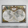 Vintage Le Rouge World Map 1744 Antique Map