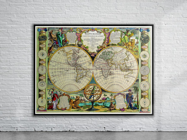 Vintage Nolin World Map 1755 Antique Map
