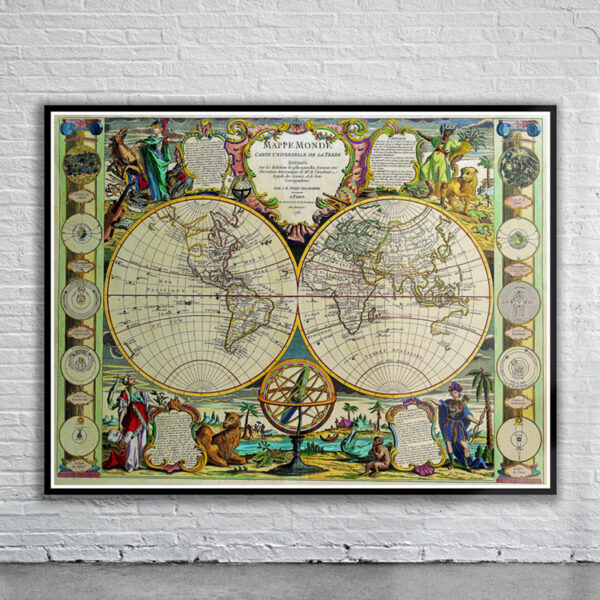 Vintage Nolin World Map 1755 Antique Map