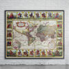 Vintage Piscator World Map 1652 Antique Map