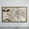 Vintage Van Keulen World Map 1728 Antique Map