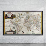 Vintage Van Keulen World Map 1728 Antique Map