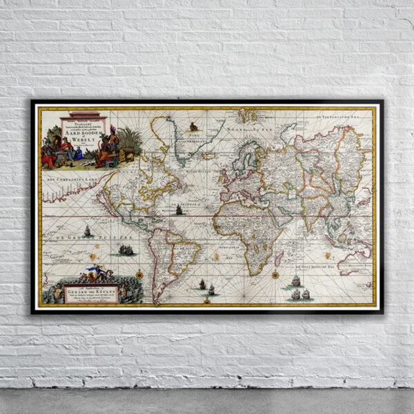 Vintage Van Keulen World Map 1728 Antique Map