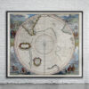 Vintage Map of The South Pole 1638 Antique Map