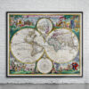 Vintage De Wit World Map 1680 Antique Map