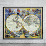 Vintage De Ram World Map 1683 Antique Map