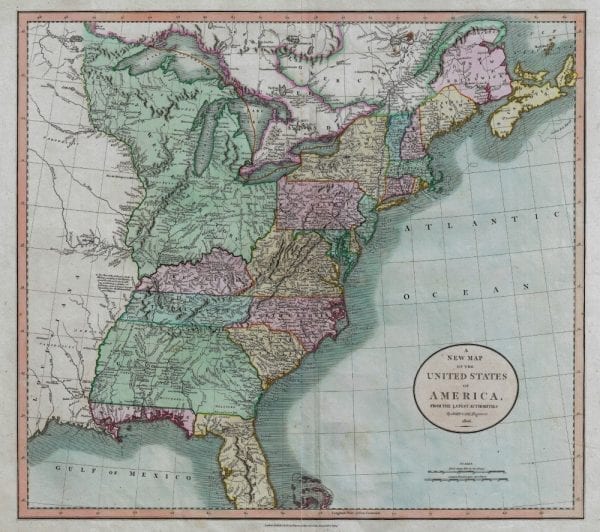 Eastern United States 1806 Antique Map