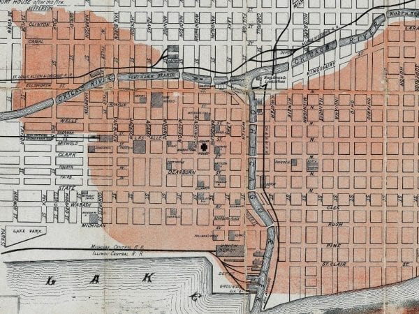 Chicago Great Fire 1871 Antique Map