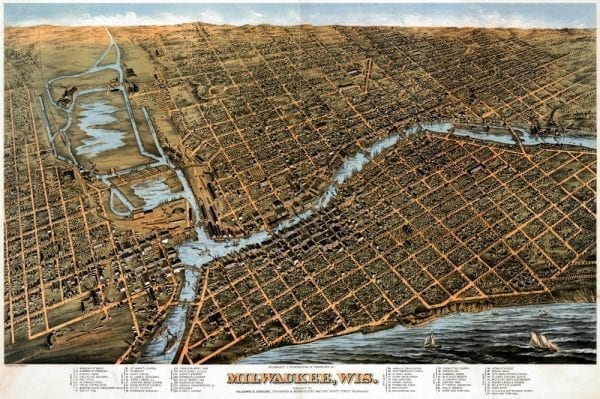 Milwaukee 1872 Antique Map