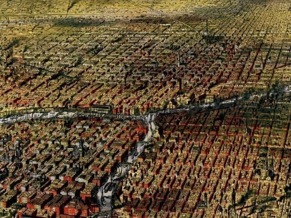 Chicago 1874 Antique Map