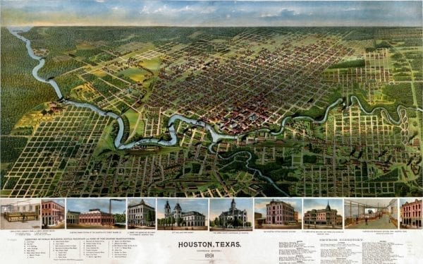 Houston 1891 Antique Map
