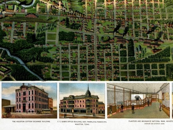 Houston 1891 Antique Map