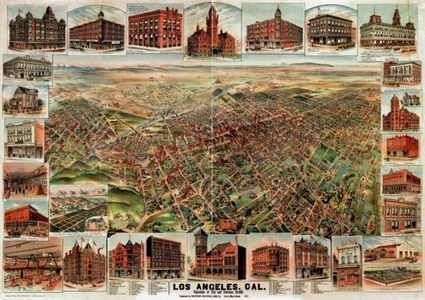 Los Angeles 1891 Antique Map