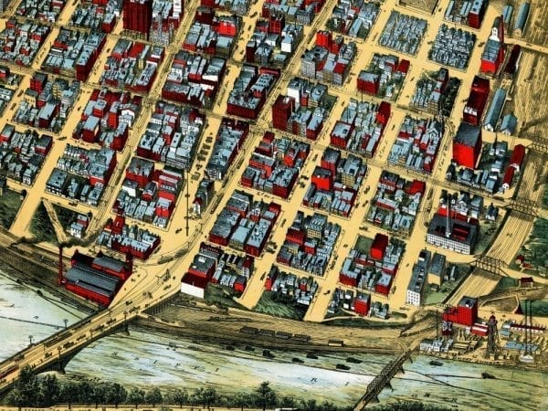 Minneapolis 1891 Antique Map