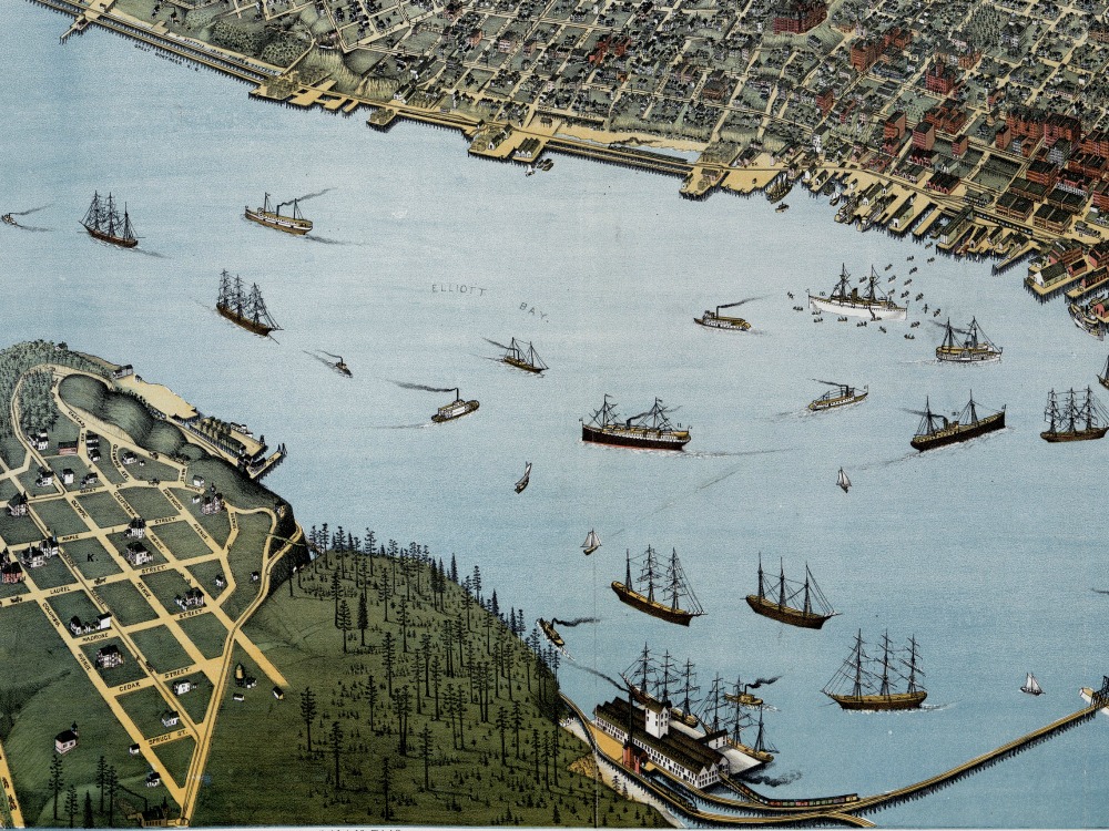 Seattle 1891 Antique Map