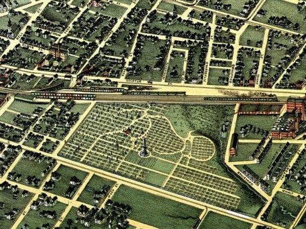 Atlanta 1892 Antique Map